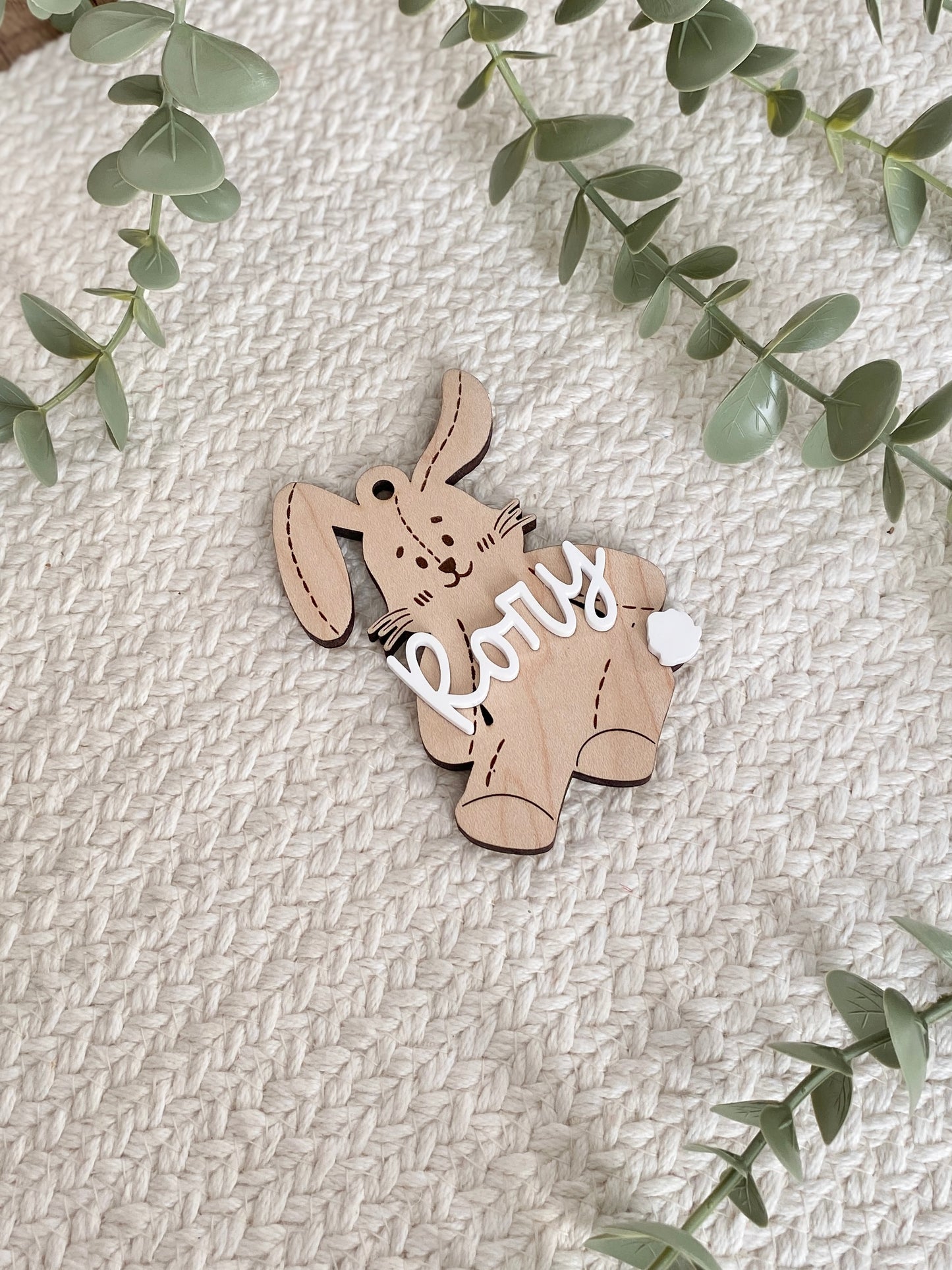 Personalized Stitched Bunny Easter Basket Tag