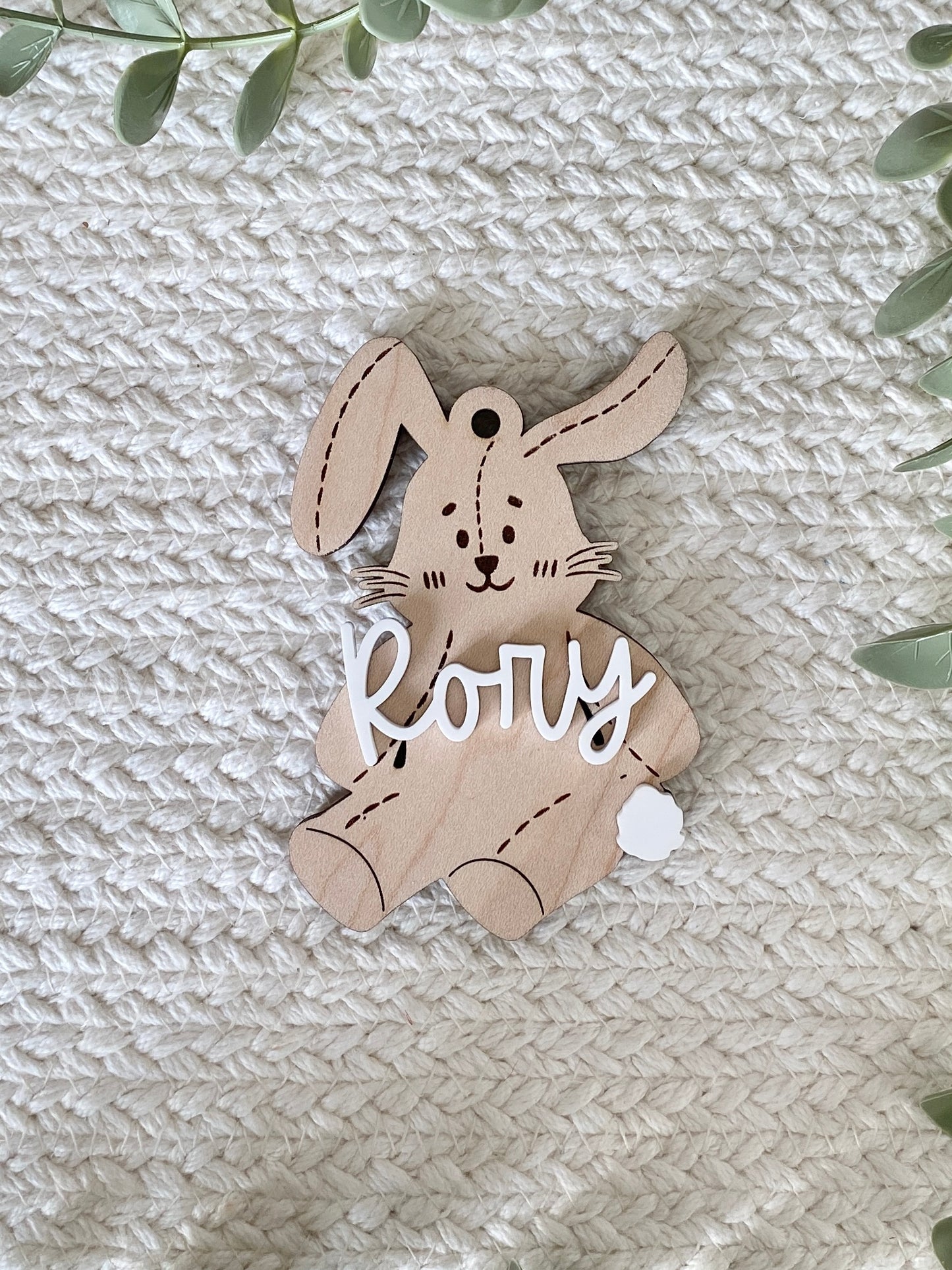 Personalized Stitched Bunny Easter Basket Tag