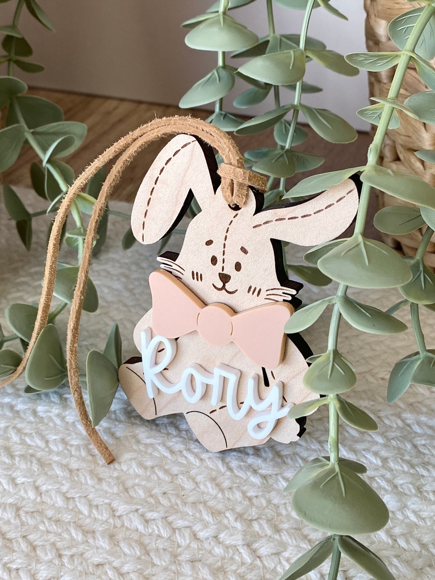 Personalized Stitched Bunny Easter Basket Tag