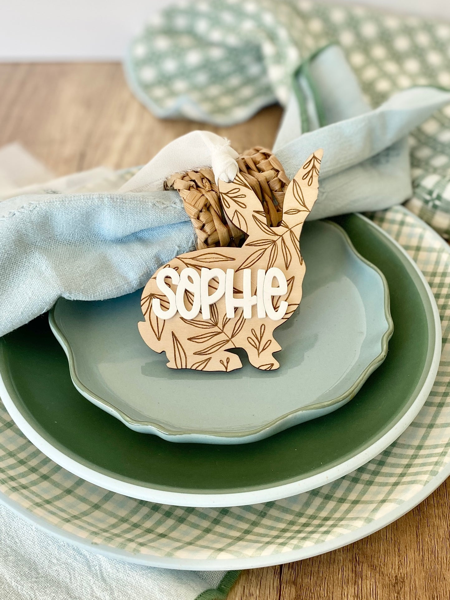 Personalized Floral Bunny Tag