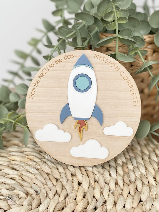 NICU Graduation Keepsake – “From the NICU to the Stars” Rocket Plaque