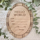 Hello World Plaid Birth Announcement Sign