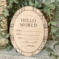 Hello World Plaid Birth Announcement Sign