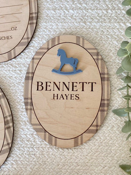 Plaid Name Birth Announcement Sign