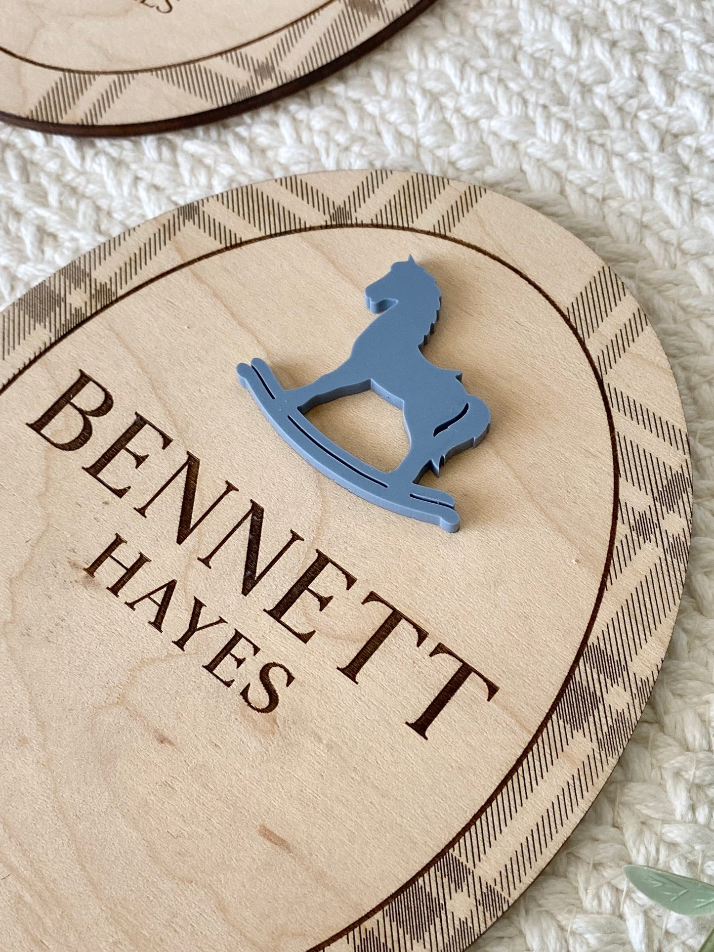 Plaid Name Birth Announcement Sign