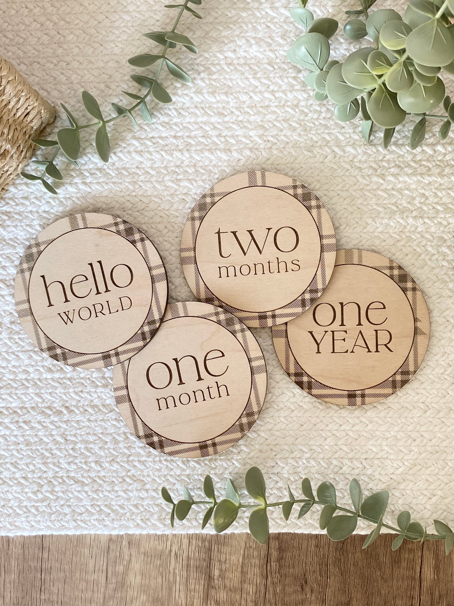 Plaid Baby Monthly Milestone Photo Markers