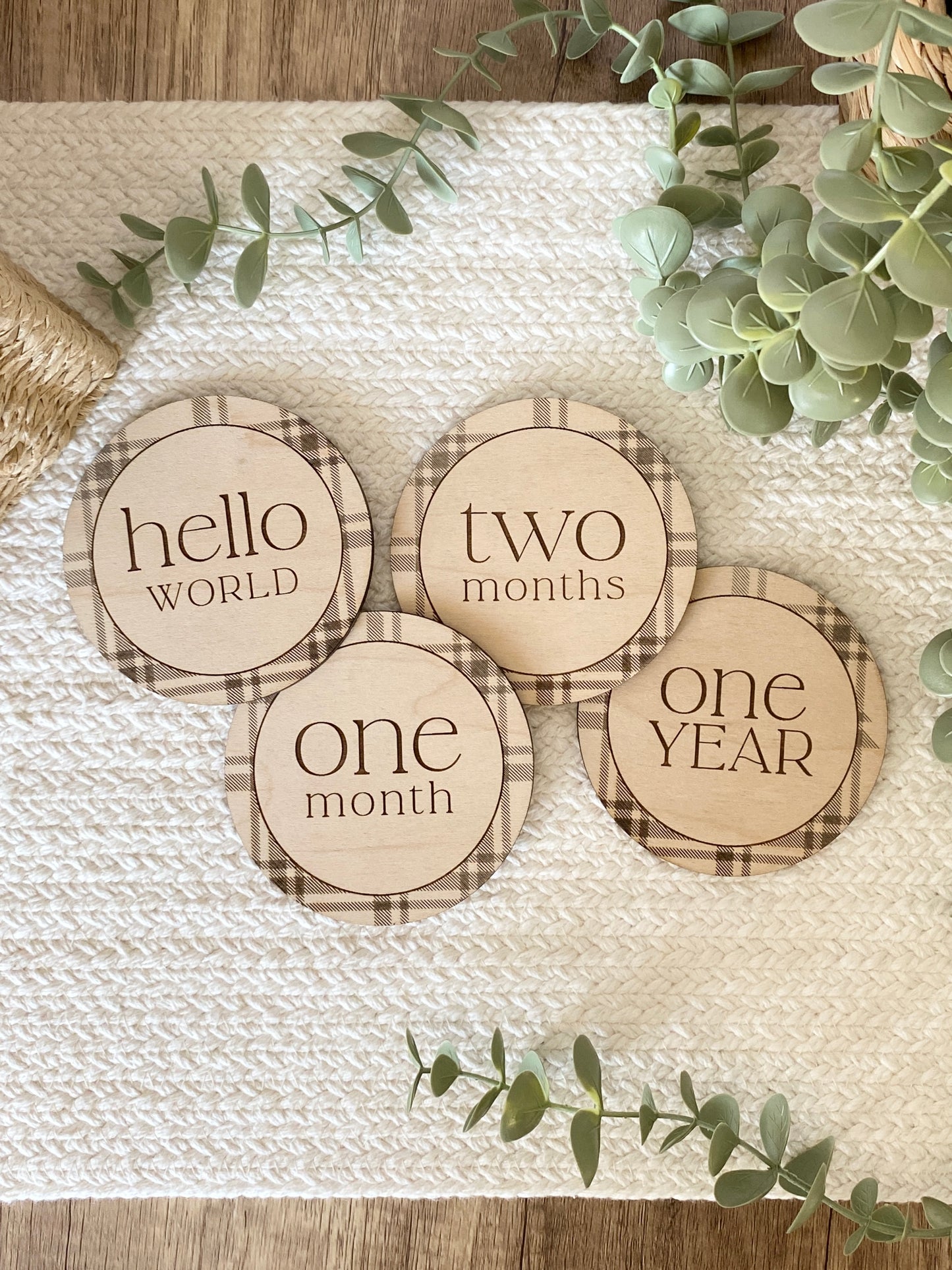 Plaid Baby Monthly Milestone Photo Markers