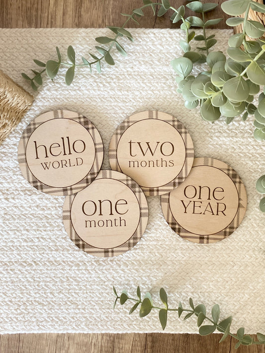 Plaid Baby Monthly Milestone Photo Markers