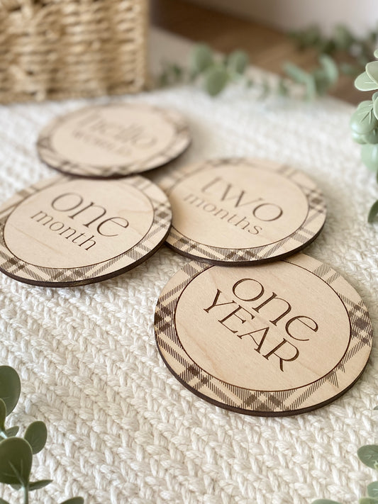 Plaid Baby Monthly Milestone Photo Markers