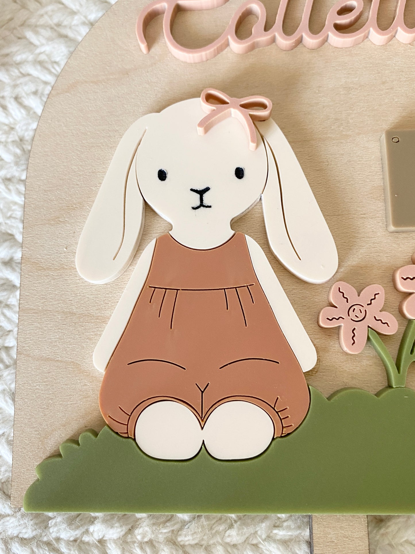 Personalized Girl Bunny Birthday Cake Topper
