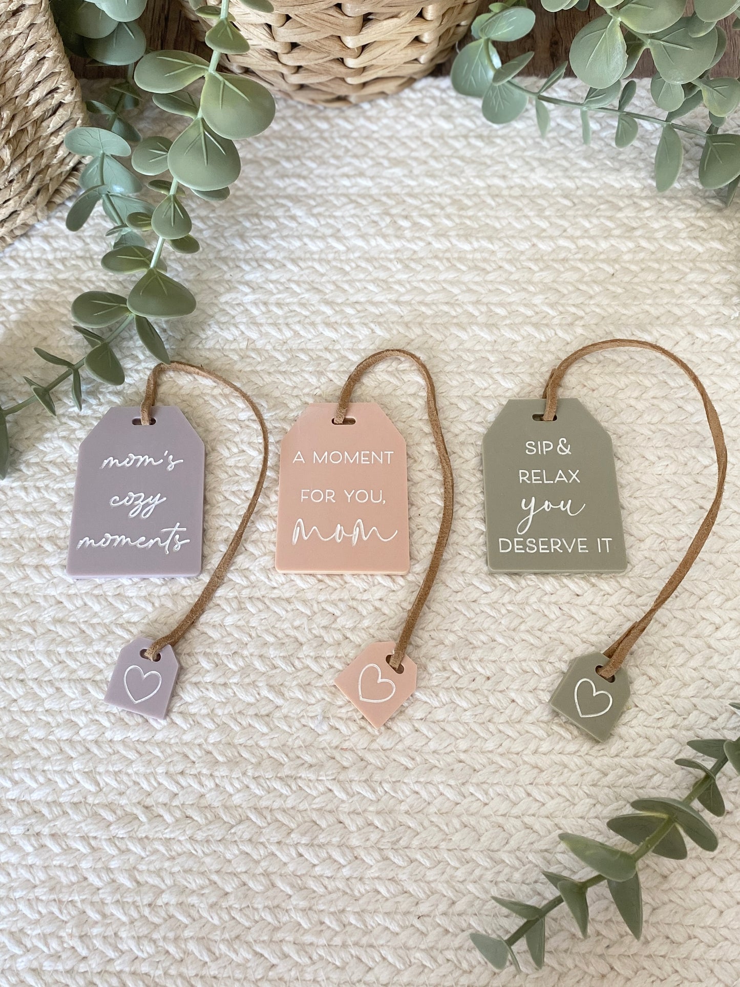 Mother's Day Tea Tag Bookmark + Mini-Charm | Gift for Mom or Grandma