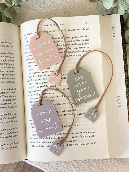 Mother's Day Tea Tag Bookmark + Mini-Charm | Gift for Mom or Grandma