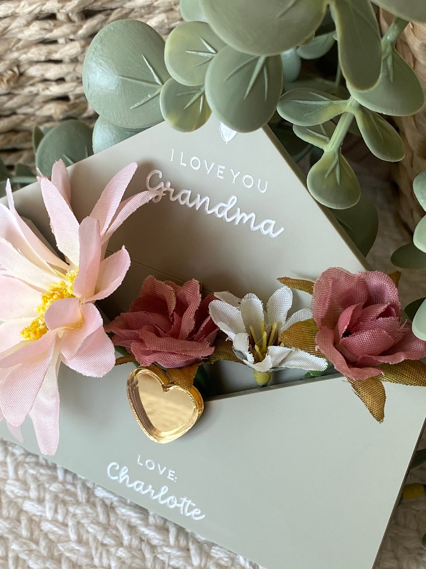 Personalized Envelope Magnet for Mom or Grandma | Kids Note & Flower Holder Keepsake