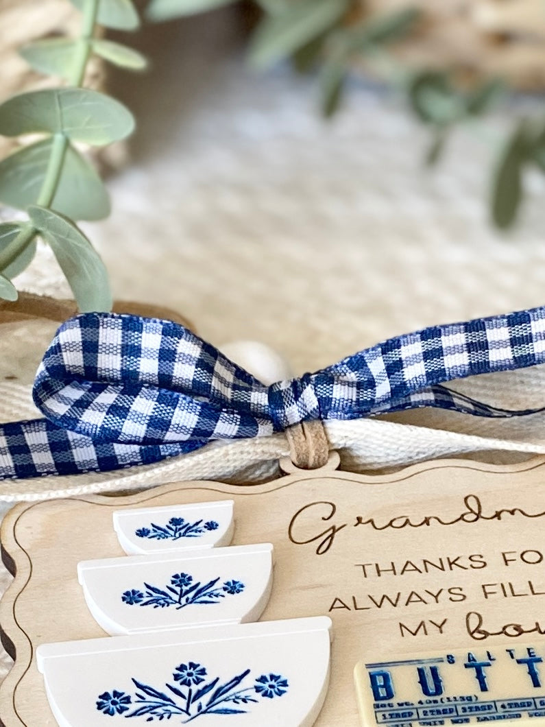 Grandma Gift Ornament or Car Charm | Personalized Style Keepsake | Wood & Acrylic