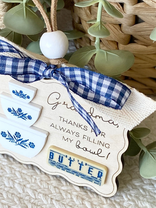 Grandma Gift Ornament or Car Charm | Personalized Style Keepsake | Wood & Acrylic