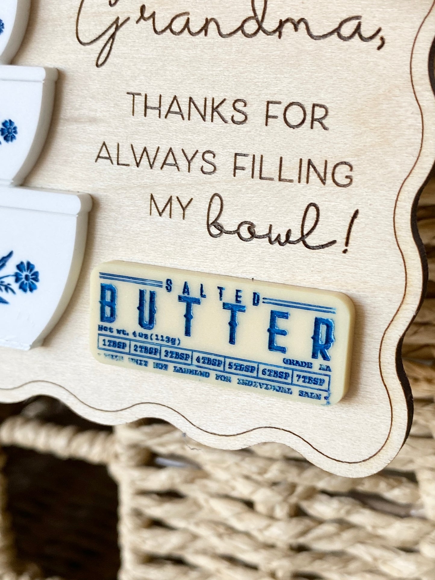 Grandma Gift Ornament or Car Charm | Personalized Style Keepsake | Wood & Acrylic