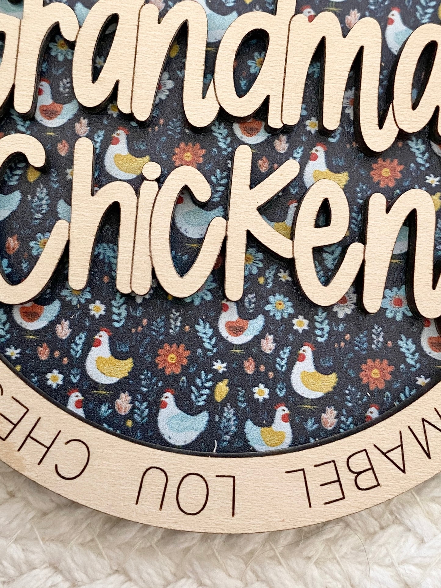 Personalized Mom or Grandma’s Chickens Ornament | Custom Chicken Lover Gift | Wood & Acrylic Keepsake