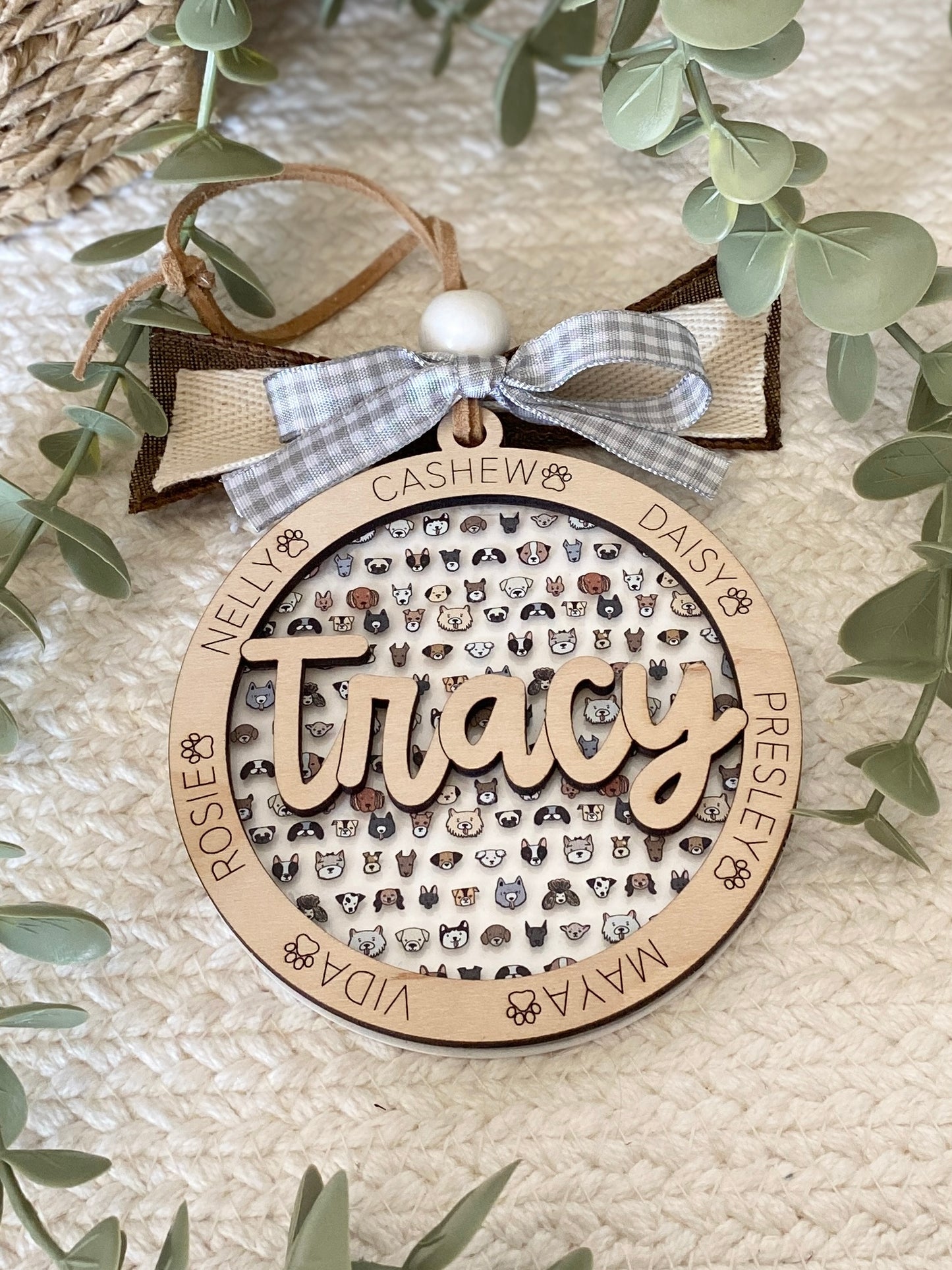Personalized Dog Mom Ornament | Custom Pet Name Keepsake | Dog Lover Gift | Dog Walker Gift