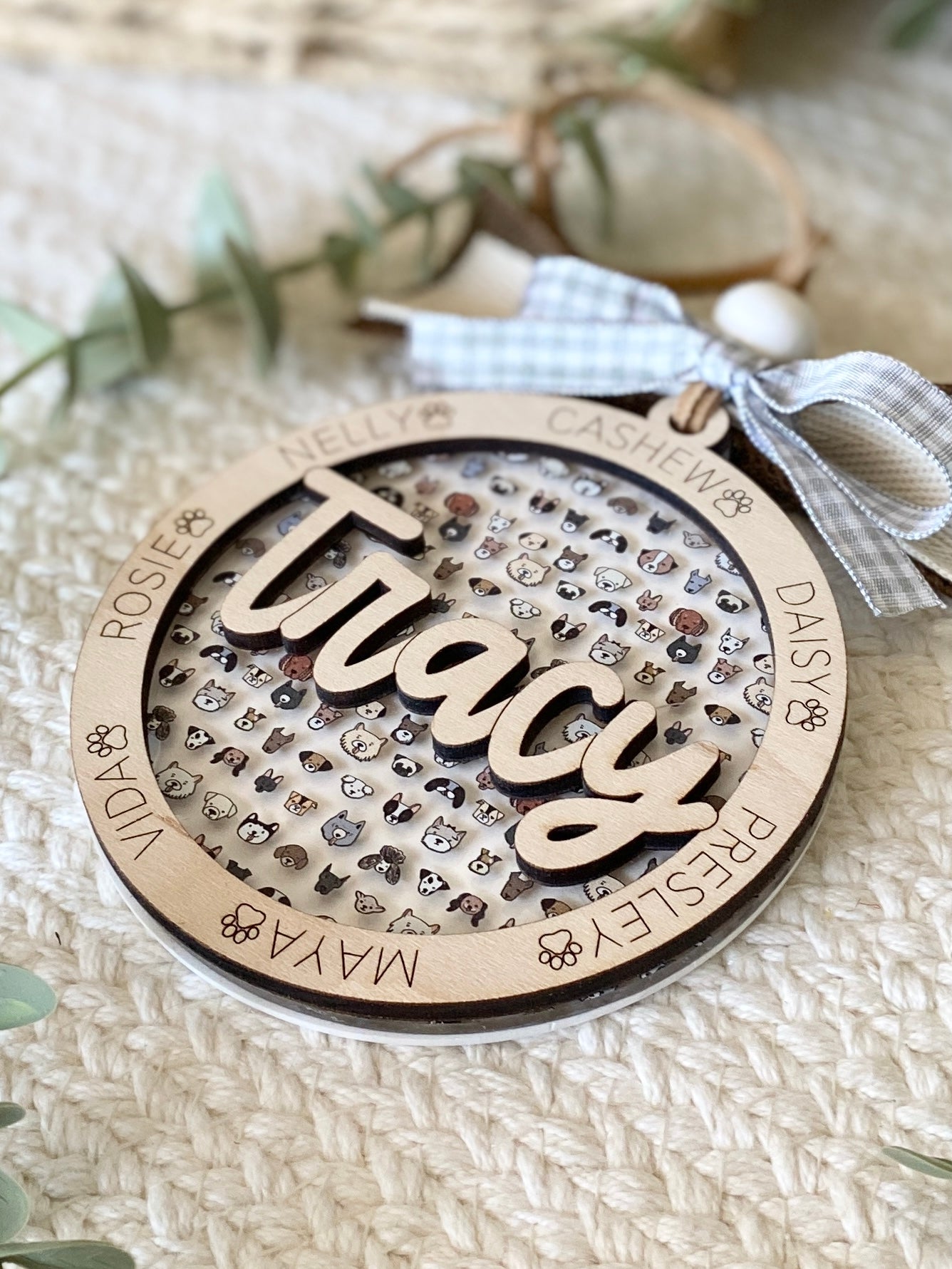 Personalized Dog Mom Ornament | Custom Pet Name Keepsake | Dog Lover Gift | Dog Walker Gift
