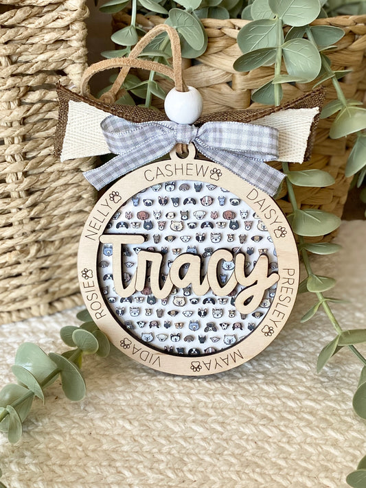 Personalized Dog Mom Ornament | Custom Pet Name Keepsake | Dog Lover Gift | Dog Walker Gift