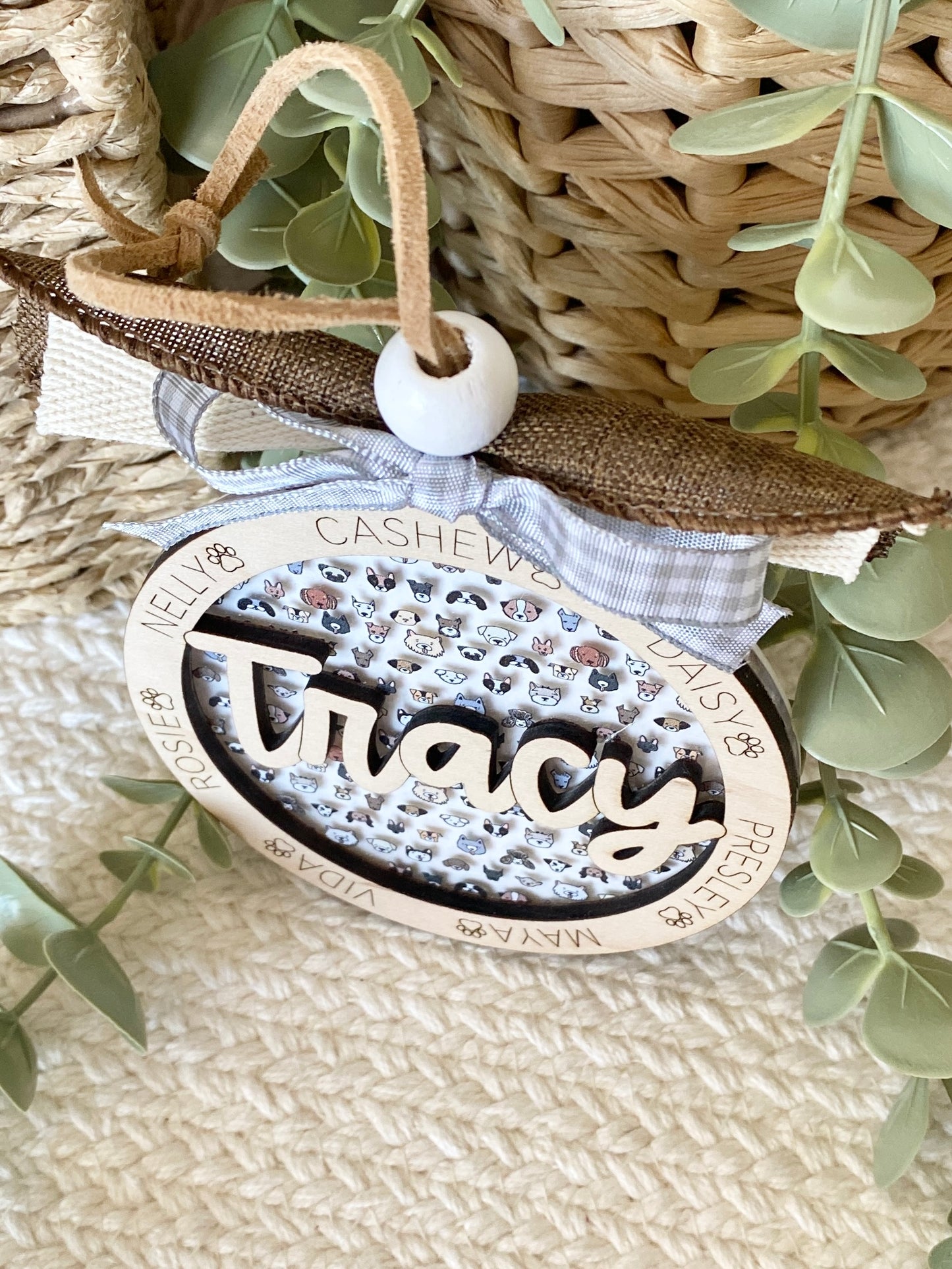 Personalized Dog Mom Ornament | Custom Pet Name Keepsake | Dog Lover Gift | Dog Walker Gift