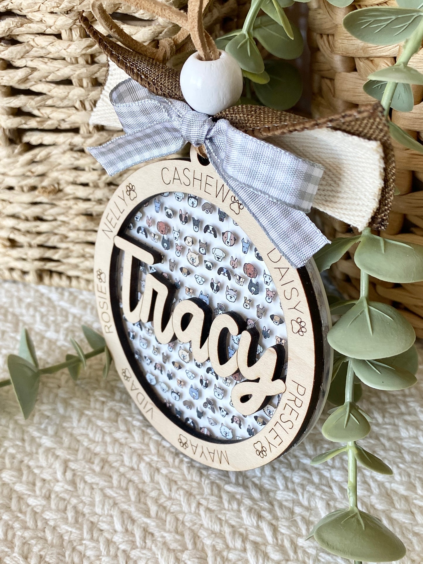 Personalized Dog Mom Ornament | Custom Pet Name Keepsake | Dog Lover Gift | Dog Walker Gift