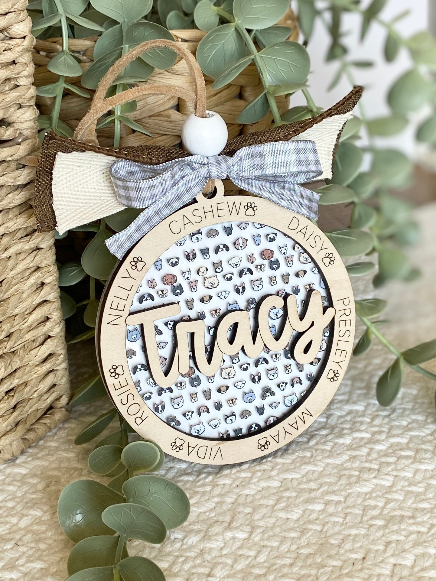 Personalized Dog Mom Ornament | Custom Pet Name Keepsake | Dog Lover Gift | Dog Walker Gift