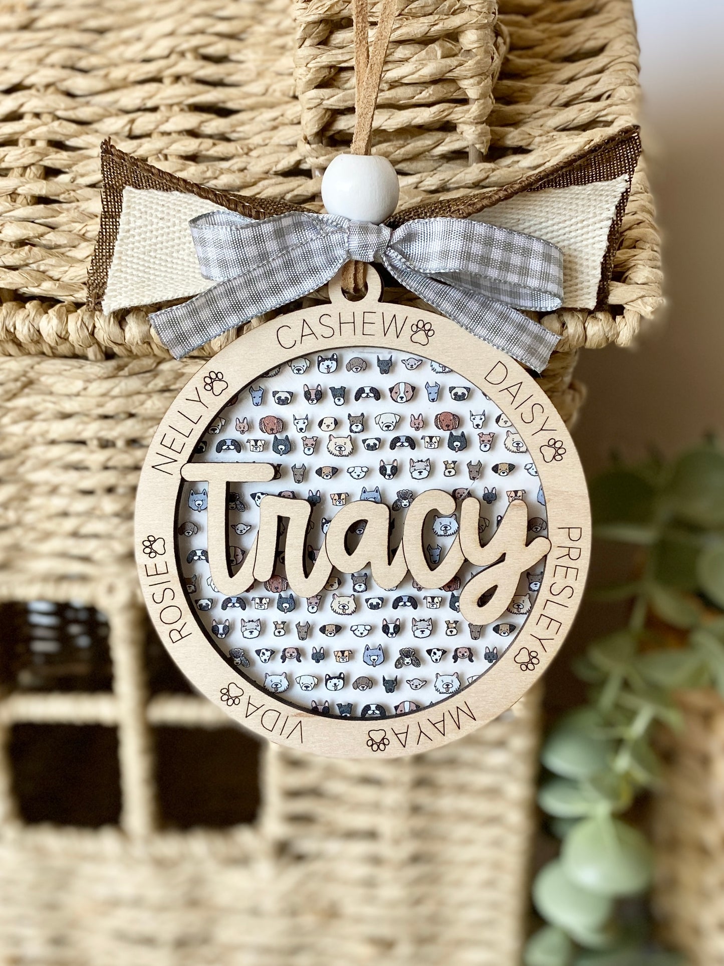 Personalized Dog Mom Ornament | Custom Pet Name Keepsake | Dog Lover Gift | Dog Walker Gift