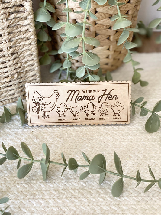 Personalized Mama Hen Fridge Magnet | Custom Kids Names Gift | Chicken Lover Gift