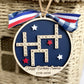 4th of July 2026 Ornament | America 250 Crossword Design | Patriotic Keepsake | Navy Blue
