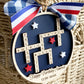 4th of July 2026 Ornament | America 250 Crossword Design | Patriotic Keepsake | Navy Blue