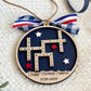 4th of July 2026 Ornament | America 250 Crossword Design | Patriotic Keepsake | Navy Blue