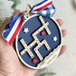 4th of July 2026 Ornament | America 250 Crossword Design | Patriotic Keepsake | Navy Blue