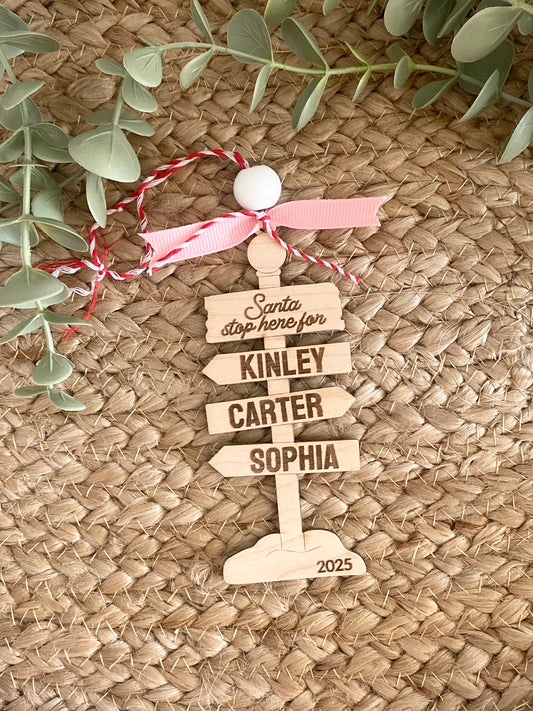 Santa Stop Here Ornament/Sign
