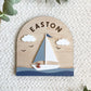 Personalized Sailboat Name Sign | Nautical Nursery Decor | Custom Wooden Baby Name Sign | Coastal Baby Room Wall Decor