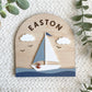 Personalized Sailboat Name Sign | Nautical Nursery Decor | Custom Wooden Baby Name Sign | Coastal Baby Room Wall Decor