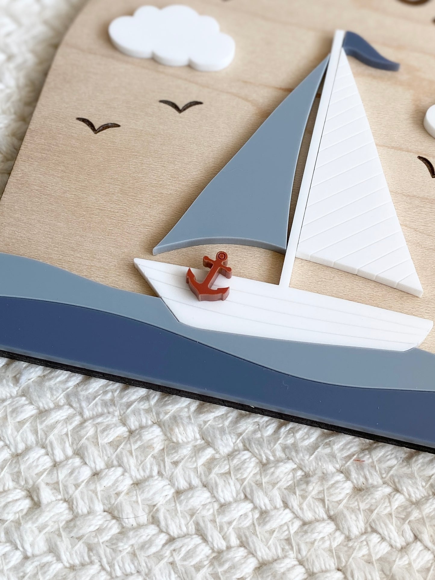 Personalized Sailboat Name Sign | Nautical Nursery Decor | Custom Wooden Baby Name Sign | Coastal Baby Room Wall Decor