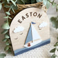 Personalized Sailboat Name Sign | Nautical Nursery Decor | Custom Wooden Baby Name Sign | Coastal Baby Room Wall Decor