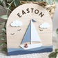 Personalized Sailboat Name Sign | Nautical Nursery Decor | Custom Wooden Baby Name Sign | Coastal Baby Room Wall Decor