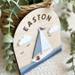 Personalized Sailboat Name Sign | Nautical Nursery Decor | Custom Wooden Baby Name Sign | Coastal Baby Room Wall Decor