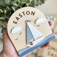 Personalized Sailboat Name Sign | Nautical Nursery Decor | Custom Wooden Baby Name Sign | Coastal Baby Room Wall Decor