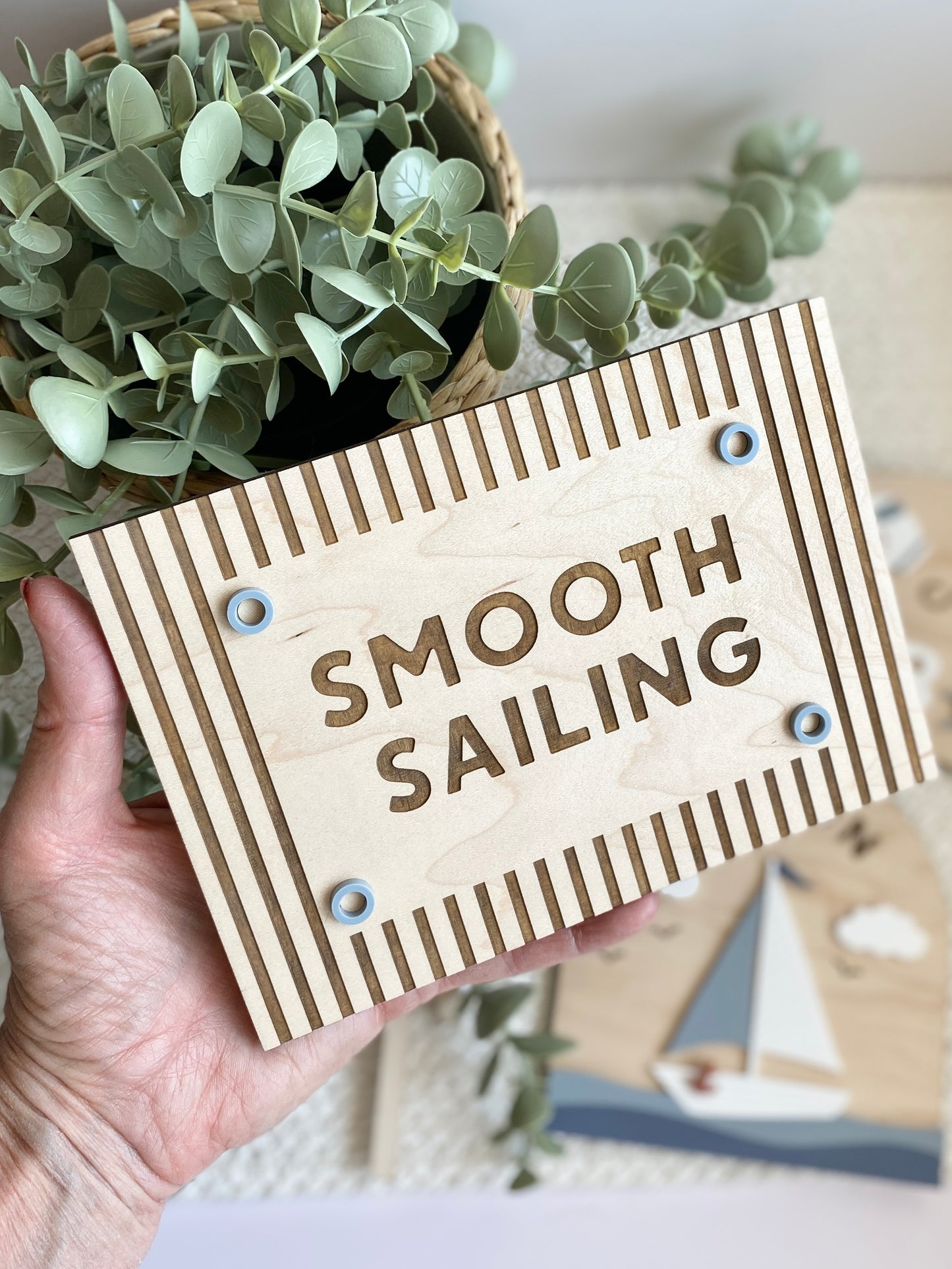 Smooth Sailing Nursery Sign | Nautical Nursery Decor | Sailor Playroom Wall Art | Coastal Kids Room Sign
