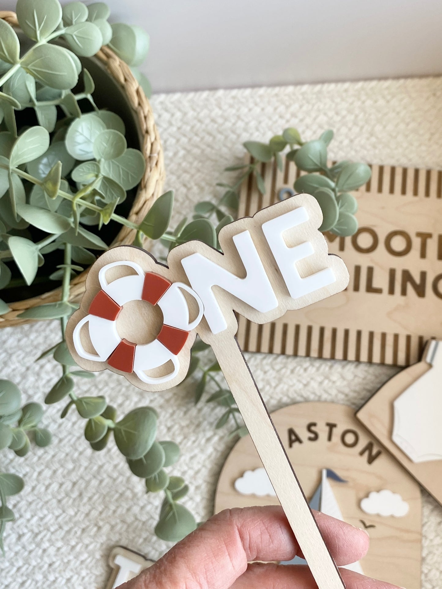 Nautical First Birthday Cake Topper | ONE or TWO Sailor Birthday Cake Topper | Boat Theme Birthday Decor