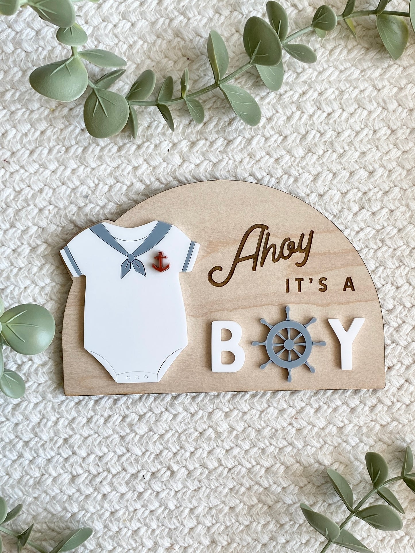 Ahoy It’s a Boy Sign | Nautical Baby Shower Decor | Sailor Gender Reveal Sign | Baby Boy Nursery Decor
