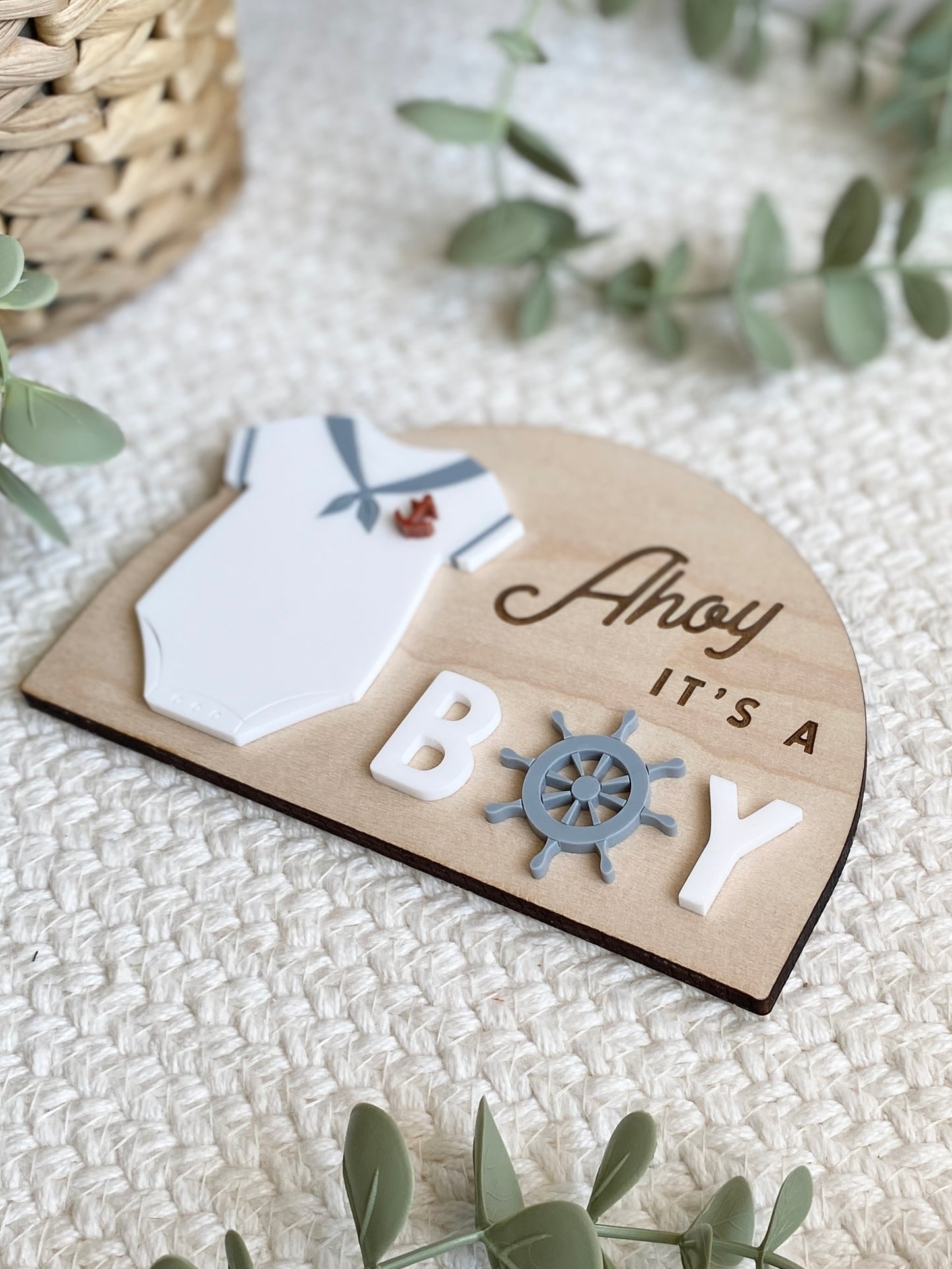 Ahoy It’s a Boy Sign | Nautical Baby Shower Decor | Sailor Gender Reveal Sign | Baby Boy Nursery Decor