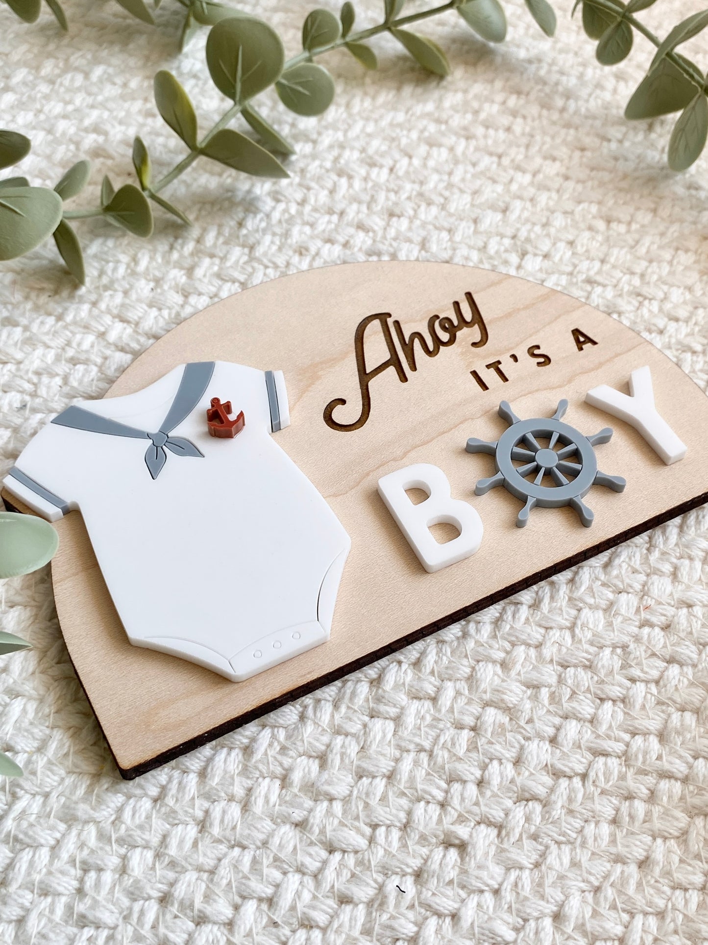Ahoy It’s a Boy Sign | Nautical Baby Shower Decor | Sailor Gender Reveal Sign | Baby Boy Nursery Decor