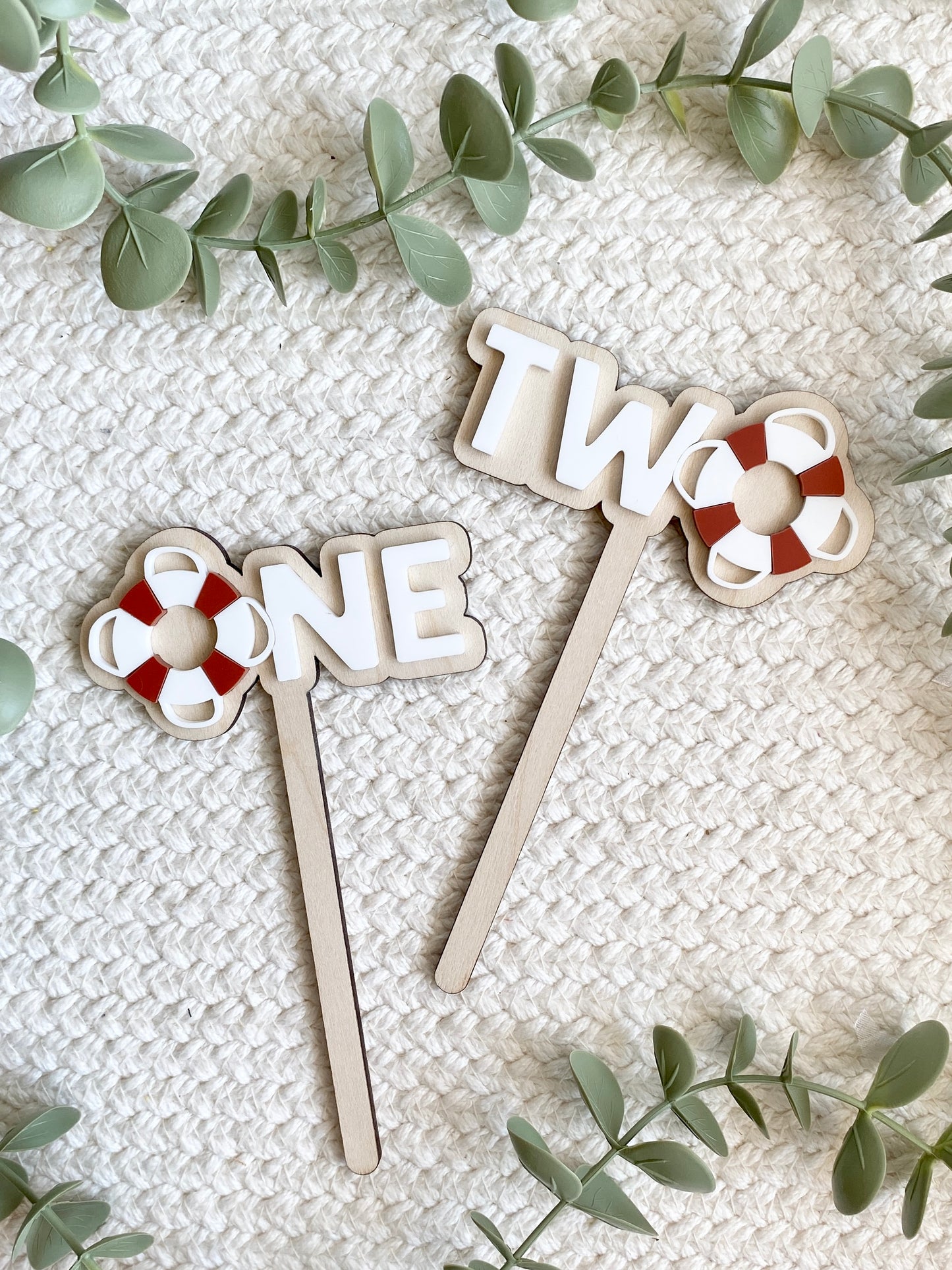 Nautical First Birthday Cake Topper | ONE or TWO Sailor Birthday Cake Topper | Boat Theme Birthday Decor