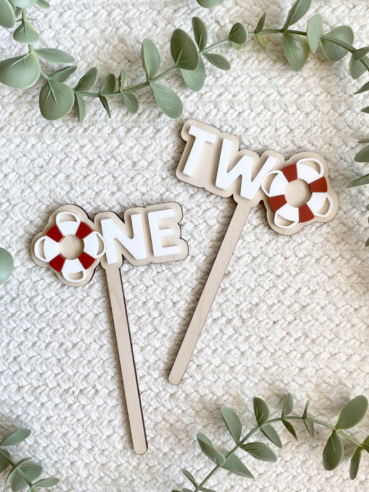 Nautical First Birthday Cake Topper | ONE or TWO Sailor Birthday Cake Topper | Boat Theme Birthday Decor