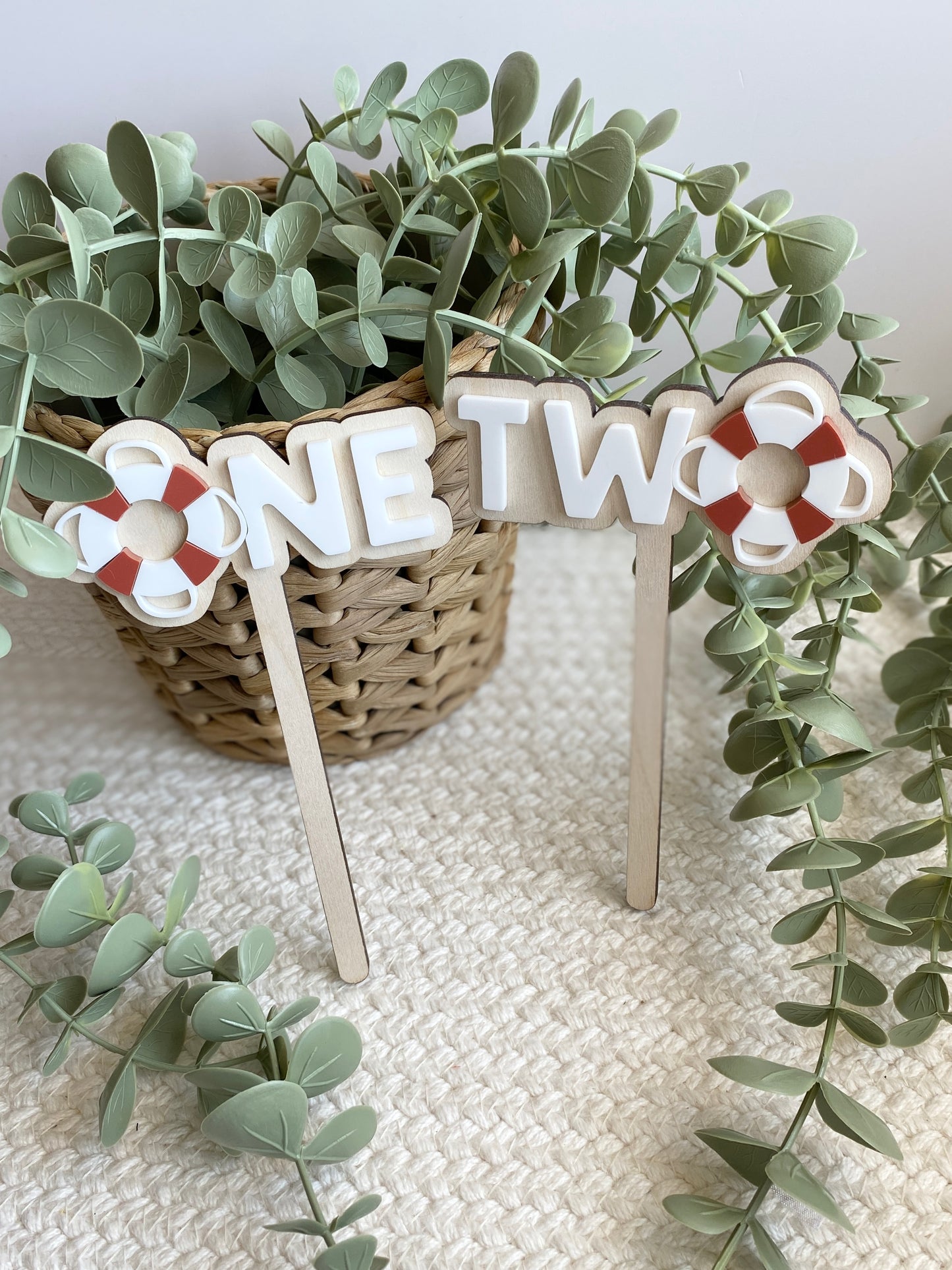 Nautical First Birthday Cake Topper | ONE or TWO Sailor Birthday Cake Topper | Boat Theme Birthday Decor