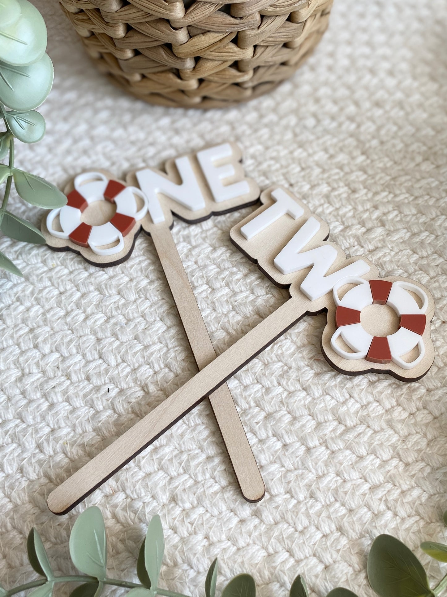 Nautical First Birthday Cake Topper | ONE or TWO Sailor Birthday Cake Topper | Boat Theme Birthday Decor